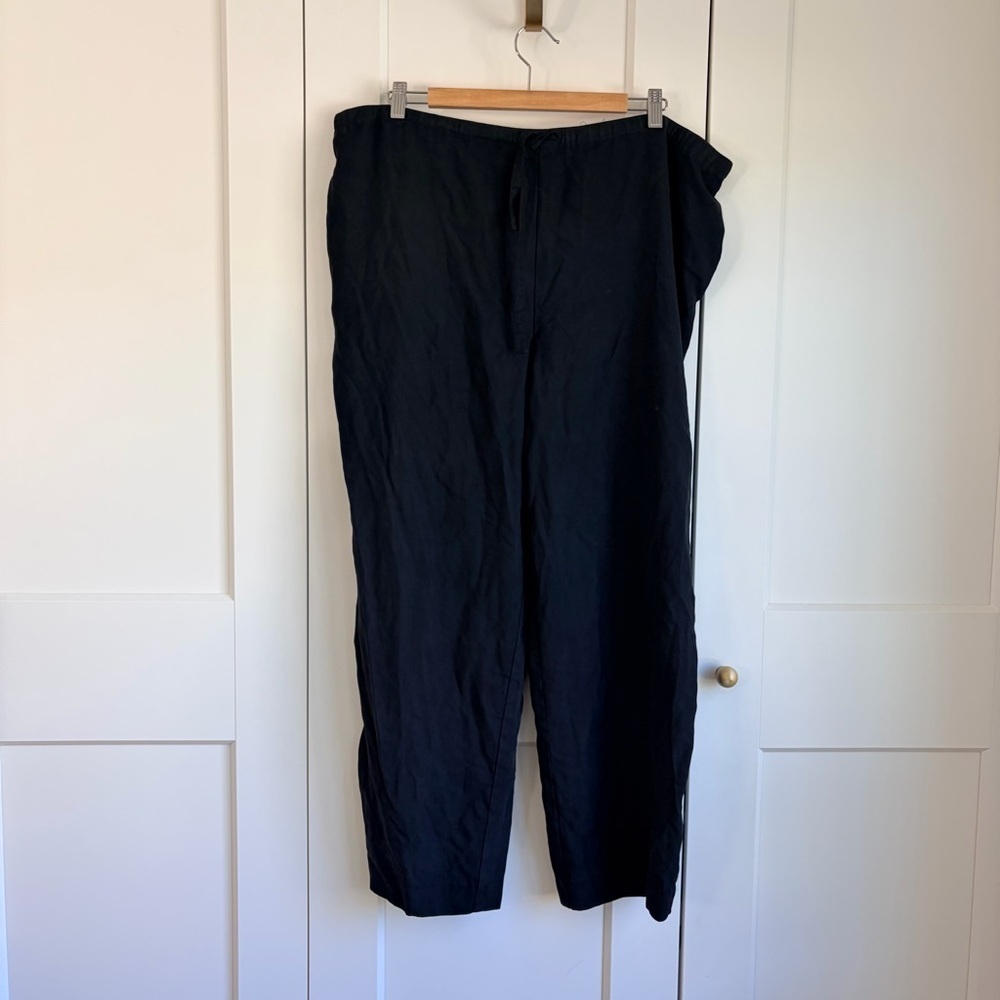 Saks Fifth Avenue 100% Silk Black Drawstring Pants | L